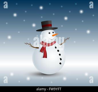Weihnachten Schneemann im verschneiten Winter zur Veranschaulichung. Stock Vektor