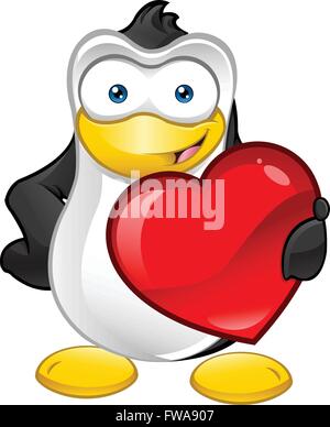 Eine Karikatur Illustration auf einem niedlichen Pinguin-Charakter. Stock Vektor