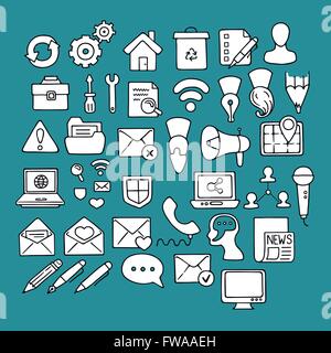 Set von Doodle Zeichnung, Web, Computer-Icons. Stock Vektor