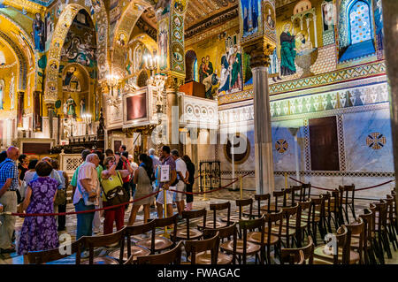 Die Cappella Palatina, ist die königliche Kapelle von der normannischen Könige von Sizilien befindet sich im Erdgeschoss in der Mitte des Palazzo Stockfoto