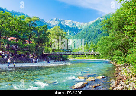 Kappabashi Brücke in Kamikochi Nationalpark in Nagano, Japan Stockfoto