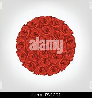 Illustration der Runde aus roten Rosen auf weißem Hintergrund Stock Vektor