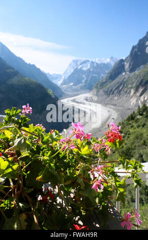 Mer de Glace Gletscher, Montenvers, Chamonix, Haute-Savoie, Frankreich. Stockfoto