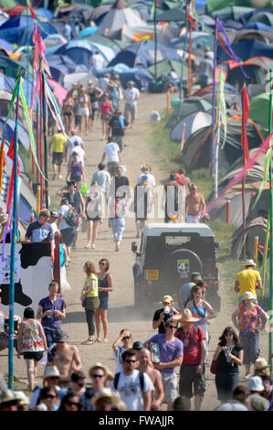 Heiß und staubig im Jahr auf dem Glastonbury Festival, Pilton Somerset Juni 2010 Stockfoto