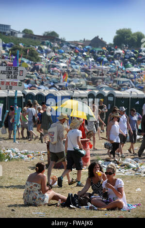 Heißem Wetter Jahr auf dem Glastonbury Festival 2010, Pilton Somerset UK Stockfoto