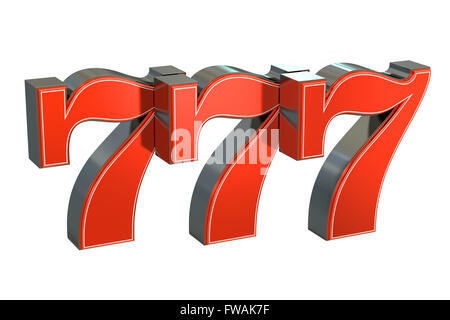 777 glücklichen Jackpotsymbol, 3D rendering Stockfoto