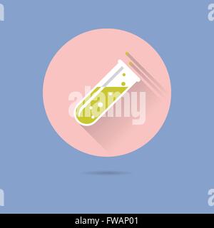Reagenzglas flache Bauweise lange Schatten Vektor Icon Stock Vektor