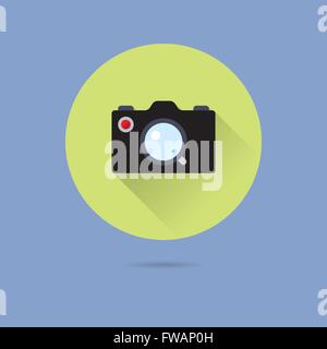 Flaches Design lange Schatten Vektor Kamerasymbol Stock Vektor