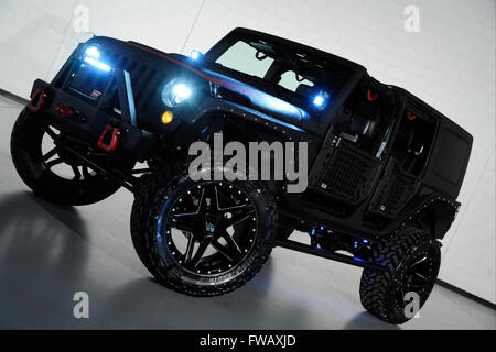 April 1, 2016:2016 Jeep Wrangler Geländewagen benutzerdefinierte Stockfoto