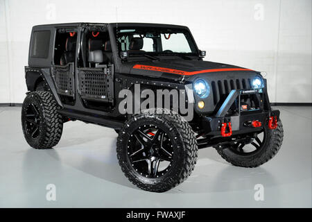 April 1, 2016:2016 Jeep Wrangler Geländewagen benutzerdefinierte Stockfoto