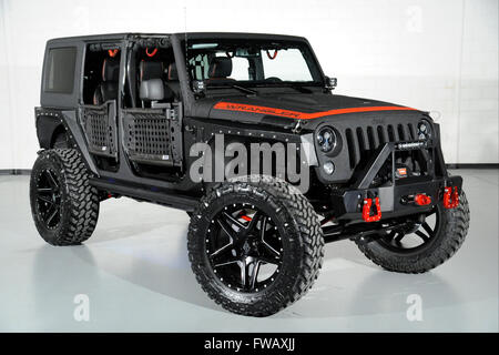 April 1, 2016:2016 Jeep Wrangler Geländewagen benutzerdefinierte Stockfoto