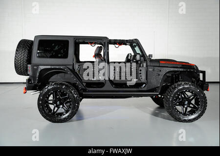 April 1, 2016:2016 Jeep Wrangler Geländewagen benutzerdefinierte Stockfoto