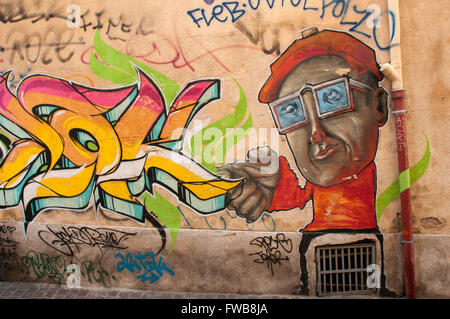 Murales auf einer Mauer der alten Stadt von Marseille. Frankreich Stockfoto