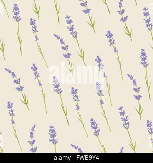 Nahtlose Muster mit Lavendelblüten. Handgezeichnete Design für Dankeschön-Karte, Grußkarte oder Einladung. Vektor-Illustration. Stock Vektor