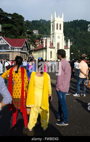 Christuskirche und Tudor Bibliothek, Shimla, Shimla, Himachal Pradesh, Indien, Stockfoto