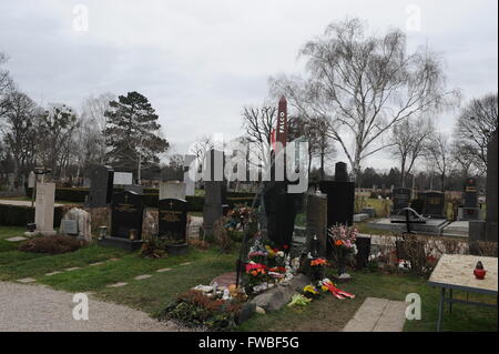 Letzte Ruhestätte für österreichische Sänger Falco aka Johann Hölzl am Wiener Zentralfriedhof Friedhof.  Mitwirkende: Falco wo: Wien, Deutschland bei: 2. März 2016 Stockfoto