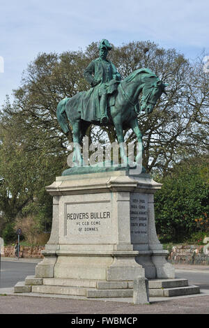 Das Redvers Buller-Denkmal. Eine bronzene Reiterstatue von General Sir Redvers Henry Buller von Adrian Jones, Exeter, Devon Stockfoto