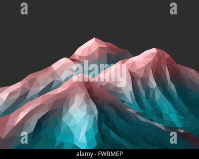 polygonale Berg Rosenquarz Gradient Stock Vektor
