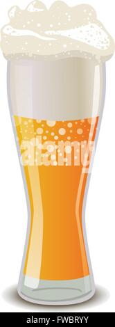 Glas helles Bier mit Schaum, isoliert auf weiss Stock Vektor