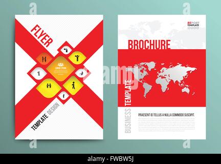 Vektor-Broschüre-Flyer design-Layout-Vorlage im A4-Format mit Welt-Karte und Business Mann-Symbole. Stock Vektor