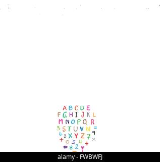 Kind zeichnen Alphabet Schrift mit Wachsmalstiften gemacht. Vektor-Illustration. Stock Vektor