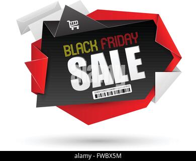 Schwarzem realistische gebogene Papier Banner. Multifunktionsleiste. Schwarzer Freitag-Verkauf. Vektor-illustration Stock Vektor