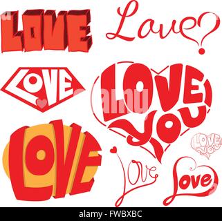 Liebe & Herzen skizzenhaft Notebook Doodles Design-Elemente. Vektor-Illustration. Nutzen für Hochzeit und Valentinstag. Stock Vektor