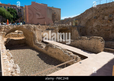 Alte römische Stadtmauer Ausgrabungsstätte in Tarragona, Spanien Stockfoto