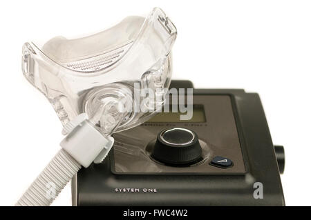 Philips Respironics System ein CPAP-Gerät mit einer Ansicht der Amara-Maske Stockfoto