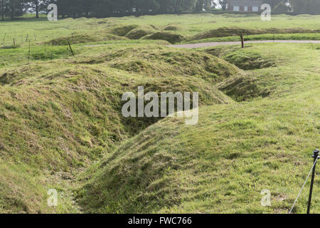 Reste der deutschen Armee Gräben während der Schlacht an der Somme im 1. Weltkrieg verwendet. Stockfoto