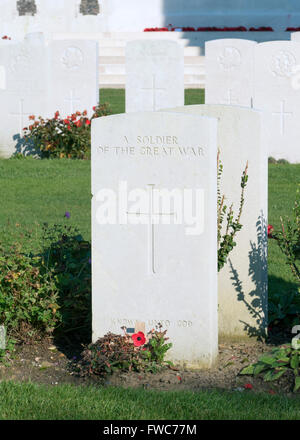 Tyne Cot Commonwealth Kriegsgräber Friedhof und Denkmal für die fehlt, in der Nähe von Passendale, Westflandern, Belgien. Stockfoto