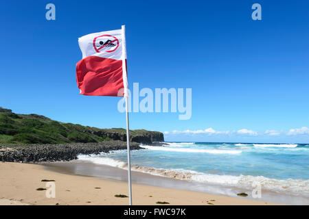 Kein Schwimmen Flagge, Strand geschlossen, nachdem ein Shark Attack, Bombo Strand, Kiama, Illawarra Coast, New South Wales, NSW, Australien Stockfoto