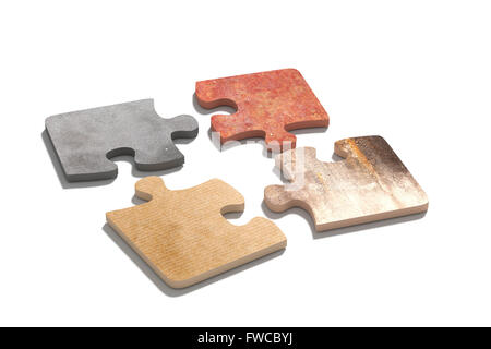 3D-Rendering des Puzzle-Set aus Granit, Stein und Karton Stücke Stockfoto