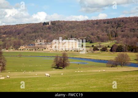 Chatsworth Haus Zuhause des Herzogs und der Herzogin von Devonshire im englischen Peak District Derbyshire Stockfoto