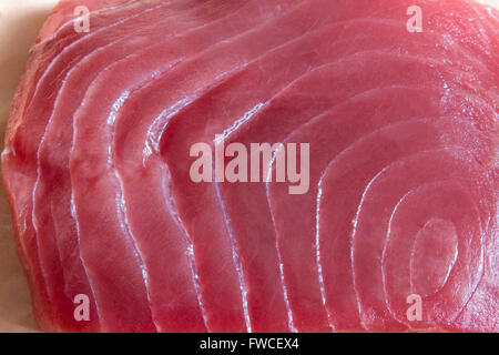 Nahaufnahme von einem Gelbflossen-Thunfisch-steak Stockfoto