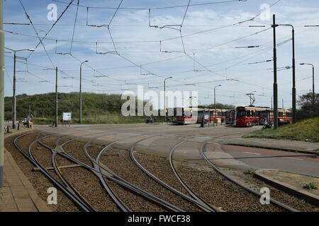 Straßenbahn-Endhaltestelle in Scheveningen Stockfoto