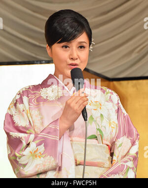 Norika Fujiwara, 31. März 2016: Tokio, Japan: japanische Schauspielerin Norika Fujiwara nimmt an einer Pressekonferenz in Tokio am 31. März 2016. Stockfoto