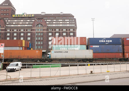 BERLIN, März 23: Berlin Westhafen, einem Binnenhafen von BEHALA über die Spree in Berlin am 23. März 2016 verwaltet. Stockfoto