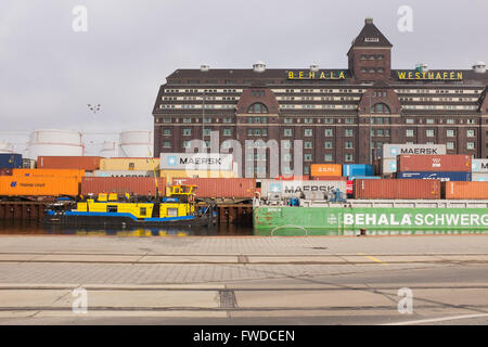 BERLIN, März 23: Berlin Westhafen, einem Binnenhafen von BEHALA über die Spree in Berlin am 23. März 2016 verwaltet. Stockfoto