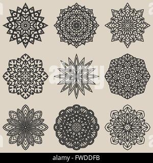 kreisförmige Blumenmuster Set - Vektor-illustration Stock Vektor