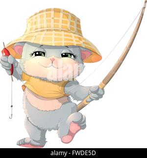 schöne Katze auf weißem Hintergrund Stock Vektor