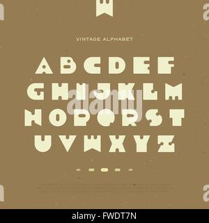 Satz von stilisiert, Alphabet Buchstaben auf braunem Hintergrund isoliert. Vektor-Vintage, fette Schriftart. Retro-Charakter-Design. unterschiedliche Stock Vektor