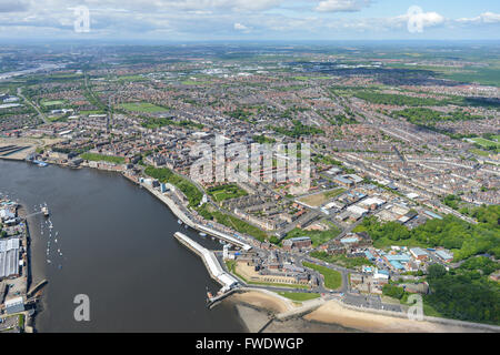 Eine Luftaufnahme des Tyne & Verschleiß Stadt von North Shields Stockfoto