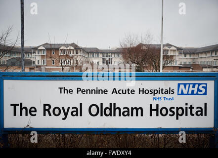 Oldham Royal Pennine akute Krankenhäuser NHS Vertrauen früher bekannt als Oldham und District General Hospital Coldhurst Bereich der Oldha Stockfoto