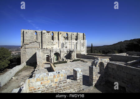 Zerstörten Kathedrale von St. Felix, in der Nähe von Gigean, Languedoc-Roussillon, Frankreich Stockfoto