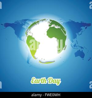 Earth Day-Hintergrund mit grünen Globus und Karte. Vektor Ökologie Abbildung Vorlage Stock Vektor