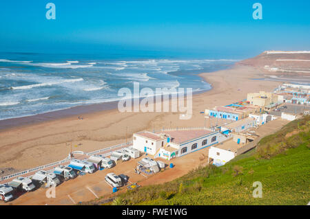 Camping El Barko, Website für Wohnmobile, Sidi Ifni, Atlantikküste, Marokko, Nordafrika Stockfoto