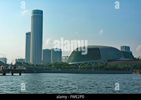 Esplanade Theater, Singapore River. Stockfoto