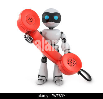 Alte Telefon und Roboter (durchgeführt in 3d) Stockfoto