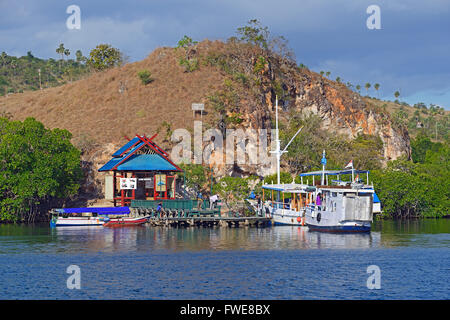 Steg, Zugangsbereich, Komodo National Park, UNESCO-Weltkulturerbe, Rinca Island, Loh Buaya, Indonesien Stockfoto